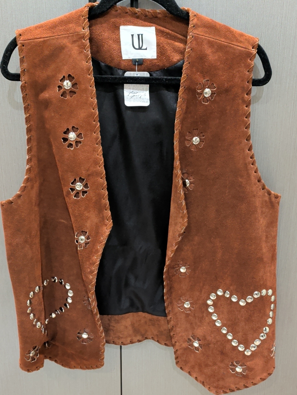Free People Rust Brown Suede Studded Vest